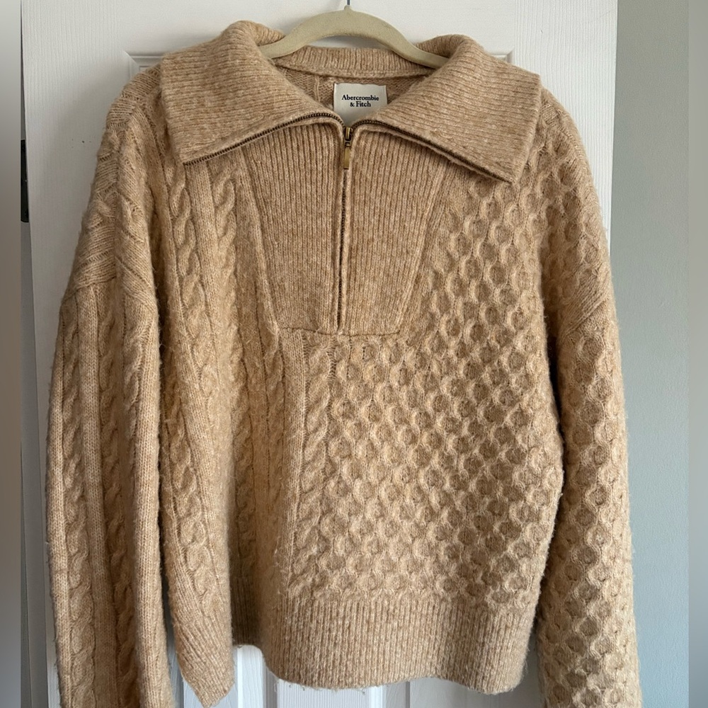 Abercrombie Beige CozySoft Zip-Up Sweater